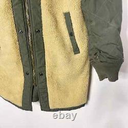 Alpha Industries Mens M Olive Green M-47 Pile Liner Long Jacket Reversible Hood