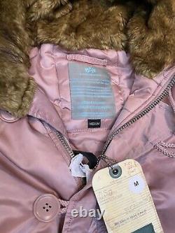 Alpha Industries N3B VF 59 Parka Coat Silver Pink Size Medium RRP $225