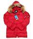 Alpha Industries N-3b Echo Elite Red Winter Jacket Fur Trim Hood Women Sz Medium