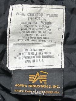 Alpha Industries N-3B Extreme Cold Weather Parka Black Coat Jacket Size Medium
