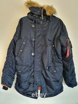 Alpha Industries N-3B Parka Cold Weather Navy Blue Size Medium Men's Jacket Used