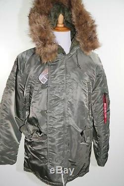 Alpha Industries N-3B Parka Extreme Cold Size Medium Green with Hood New
