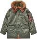 Alpha Industries N-3b Slim Fit Cold Weather Military Parka Sage Green Nwt