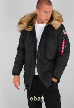 Alpha Industries Parka Jacket Coat Polar Jacket Men's Winter Jacket Black