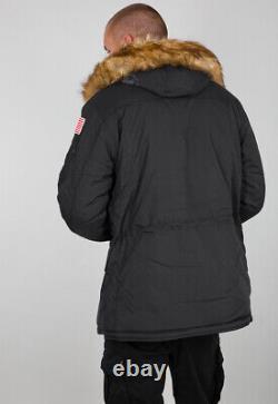 Alpha Industries Parka Jacket Coat Polar Jacket Men's Winter Jacket Black