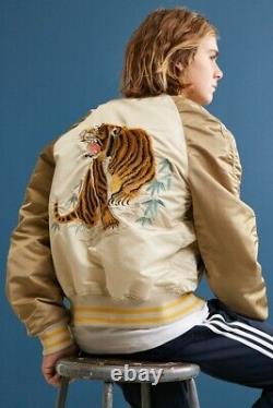 Alpha Industries Tiger MA-1 Reversible Souvenir Jacket MED Satin Bomber Sukajan