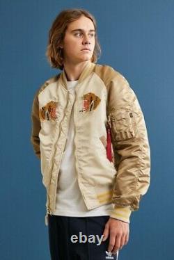 Alpha Industries Tiger MA-1 Reversible Souvenir Jacket MED Satin Bomber Sukajan