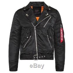 Alpha Industries Unisex Outlaw Biker Jacket Slim Fit Black Nylon XS, S, M, L, XL