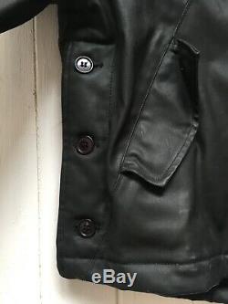 Alpha Industries Waxed Cotton Biker Jacket Size Medium Black Very Rare