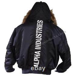 Alpha Industries Winter Jacket P45 Hooded Custom Reflective with Alpha Lettering