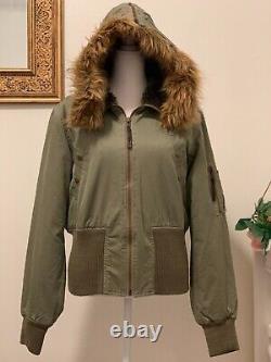 Alpha Industries Women Bomber Jacket Fur Hood Size M