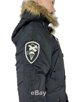 Alpha Industries Womens N-3B Altitude Slim Fit Parka Jacket Size Medium Black