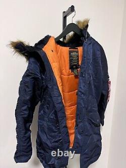 Alpha industries n-3b parka mens Medium Extreme Cold Weather Cost Navy Blue Hood