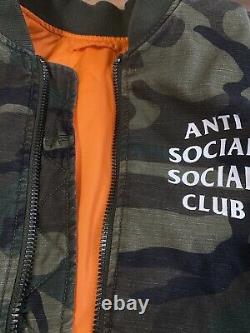Anti Social Social Club x Alpha Industries Camo MA-1 Bomber Jacket Medium SR22