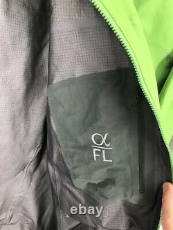 Arcteryx Alpha FL Jacket Gore-Tex Full Zip Hooded Shell Mens Medium Green Used