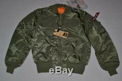 Authentic Alpha Industries Mens Ma-1 Flex Jacket Sage Green All Sizes New