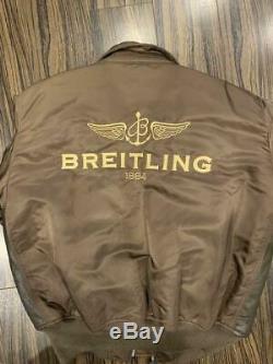 BREITLING × ALPHA INDUSTRIES Leather Jacket Brown Size M VIP Novelty Men's