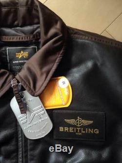 BREITLING x ALPHA INDUSTRIES Bomber Jacket Size M NEW Novelty Rare From JAPAN