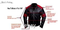 Black Leather Jacket Men Bomber Hood Lambskin Size XS S M L XL XXL Custom Made