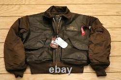 Breitling Alpha Industries Pilot Bomber Leather Jacket Size M