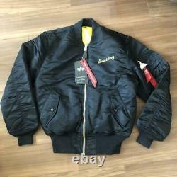 Breitling Alpha MA-1 Flight Bomber Jacket Black Size M from Japan Free Shipping