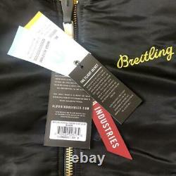 Breitling Alpha MA-1 Flight Bomber Jacket Black Size M from Japan Free Shipping