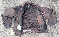 Breitling FLYING PILOT LEATHER jacket MEDIUM NEW ALPHA INDUSTRIES brown TAGS M