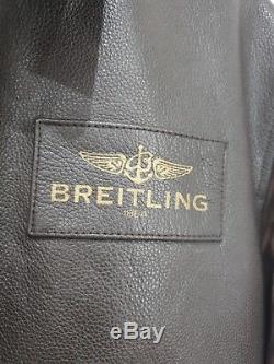 Breitling FLYING PILOT LEATHER jacket size Medium NEW ALPHA INDUSTRIES TAGS