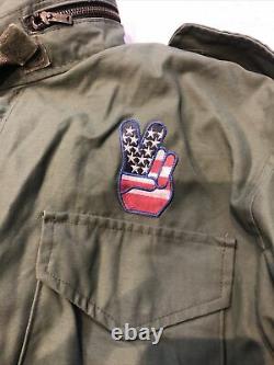 Genuine Alpha Industries M65 Army Field Jacket Large Regular Peace Patches