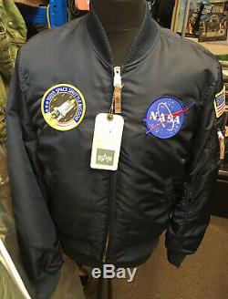 Genuine Alpha Industries MA-1 VF Rep Blue NASA Edition Slim Fit Bomber Jacket