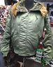 Genuine Alpha Industries Sage Green N2b Hooded Cold Weather Core Line Jacket