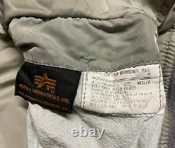 Genuine Us Alpha Industries Jacket Flyers Man Ma-1 Made In USA Vg-ex! Medium