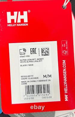 Helly Hansen Alpha Lifaloft 65667-990 Black Long Sleeve Ski Jacket Mens Size M