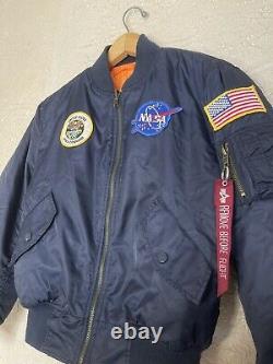 MA-1 SPACE COMMAND Alpha Industries NASA BOMBER FLIGHT JACKET Astronaut YM MEDIU