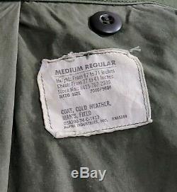 M-65 Alpha Industries Field Coat Military Jacket U. S Navy 1974 Med/ Large USA