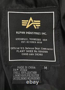 Men's Alpha Industries NASA Black Leather Patchwork Bomber Aviator Jacket M/L