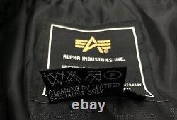 Men's Alpha Industries NASA Black Leather Patchwork Bomber Aviator Jacket M/L
