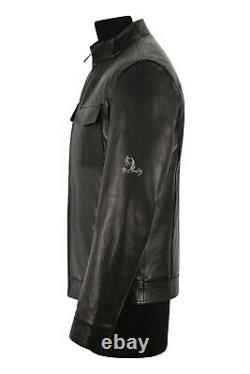 Men's Biker Leather Jacket Semi Veg Tanned Black Italian Lambskin Casual Jacket