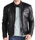 Men's Black Leather Jacket Lambskin Biker Racer Cafe Short Motorcycle Gift Sale