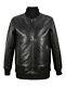 Men's Bomber Leather Jacket Black Lambskin Classic Retro Fashion Biker Jacket