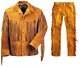 Men's Native American Buckskin Bucksin Suede Leather Fringe War Shirt Pants Suit