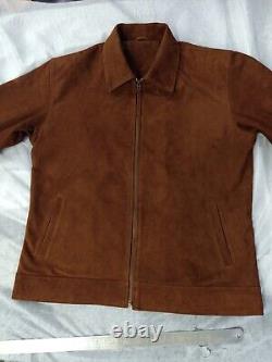 Men's Reise Suede Bomber Jacket Brown All Size's XS S M L XL 2XL 3XL Custom Made