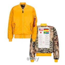 Mens Alpha Industries MA-1 Coalition Blood Chit Bomber Jacket Golden Yellow