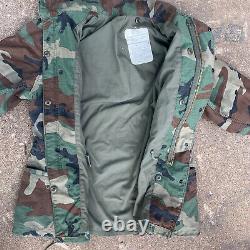 Mens Alpha Industries Vintage M65 Jacket Camo Military Field Cold Hood Size Med
