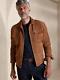 Mens Brown Leather Trucker Jacket Pure Suede Custom Made Size S M L Xl 2xl 3xl