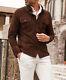 Mens Brown Suede Shirt Leather Trucker Jacket Custom Made Size S M L Xl 2xl 3xl