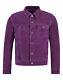 Mens Purple Leather Trucker Jacket Pure Suede Custom Made Size S M L Xl 2xl 3xl