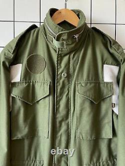 Mens STUSSY ALPHA INDUSTRIES M 65 Jacket Field Military Coat Green Size M
