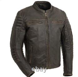 Motorbike Black Leather Jacket Men's Classic With Armored pockets Motorcycle