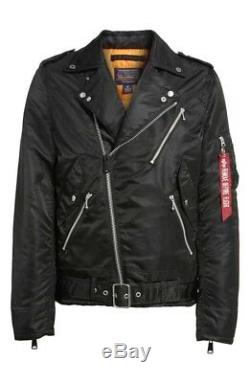 NEW Alpha Industries Outlaw Biker Nylon Moto Jacket Black Medium